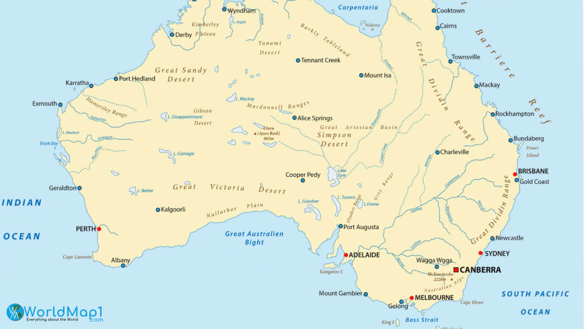 Australia Rivers Map